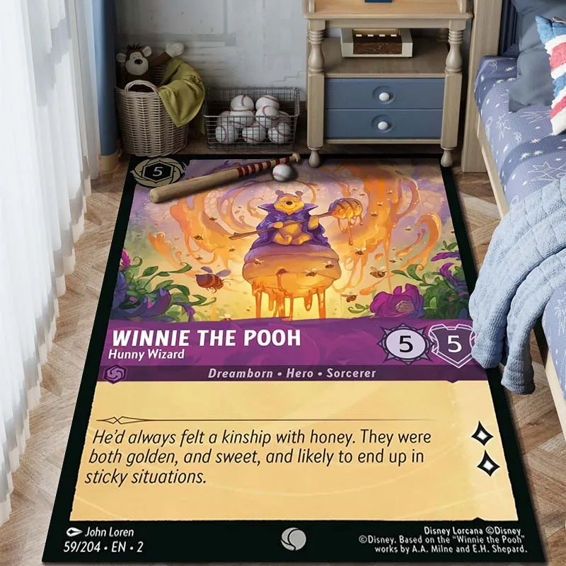 Disney Game Card Print Lorcana Tcg Carpet Rug for Home Living Room Bedroom Sofa Doormat Decor Non-slip Floor Mat Child Area Rug