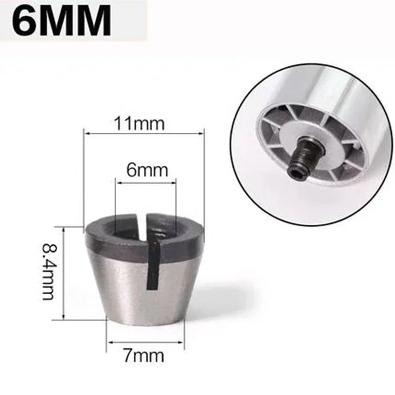 1pc 3 Pcs Set Collet 6mm 6.35mm 8mm Collets Chuck Engraving Trimming Machine Electric Router Milling Cutter Accessories