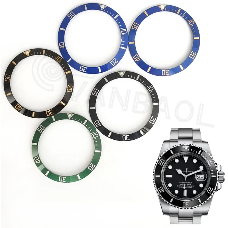 38mm 38.5mm platinum numbers ceramic  watch bezel insert for RLX 40mm 41mm SUB watch aftermarket replacement parts 116610 126613