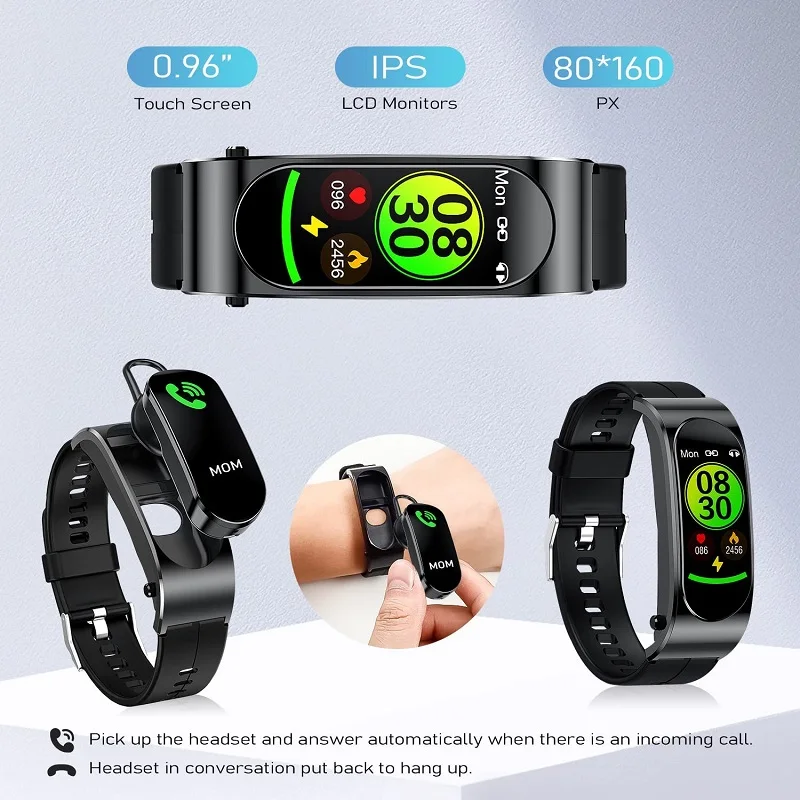 

New Smart Watch with Wireless TWS Bluetooth Earphone Health Monitor Tracker Wristband Call Sport Bracelet for IOS Android