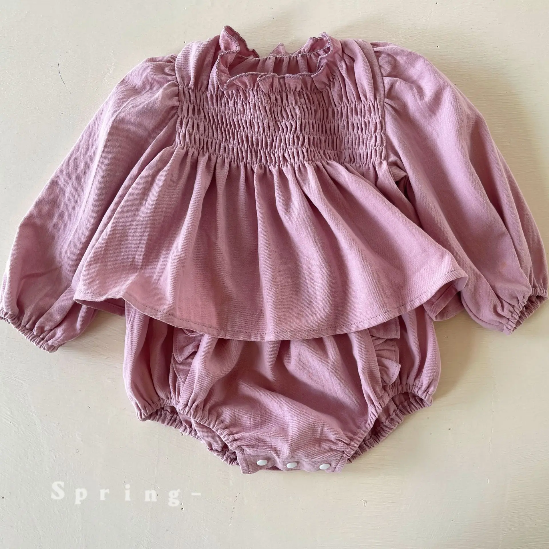 

New Baby Girls Spring Rose Sets, Blouse + Shorts Princess Elegant Suits 0-2T