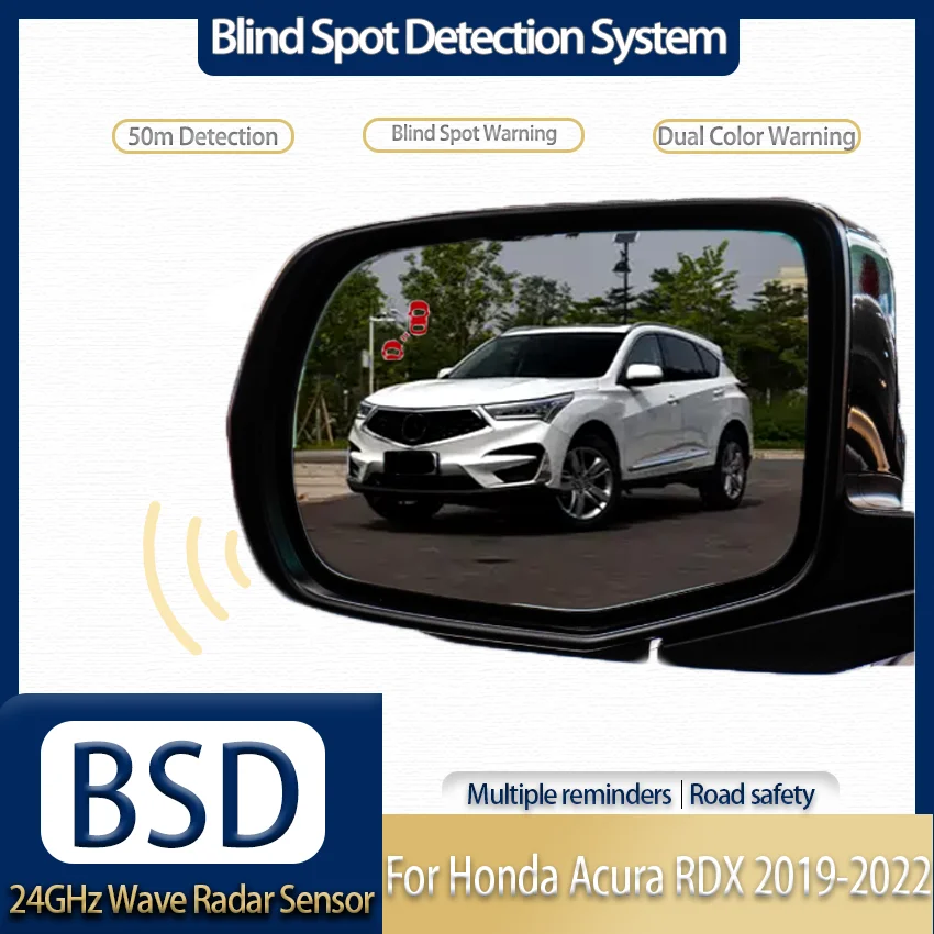 Parallel Assist BSD, 24GHz Radar Blind Spot Detection, Dual-color Light & Buzzer, 2-stage Warning for Honda Acura RDX 2019-2022