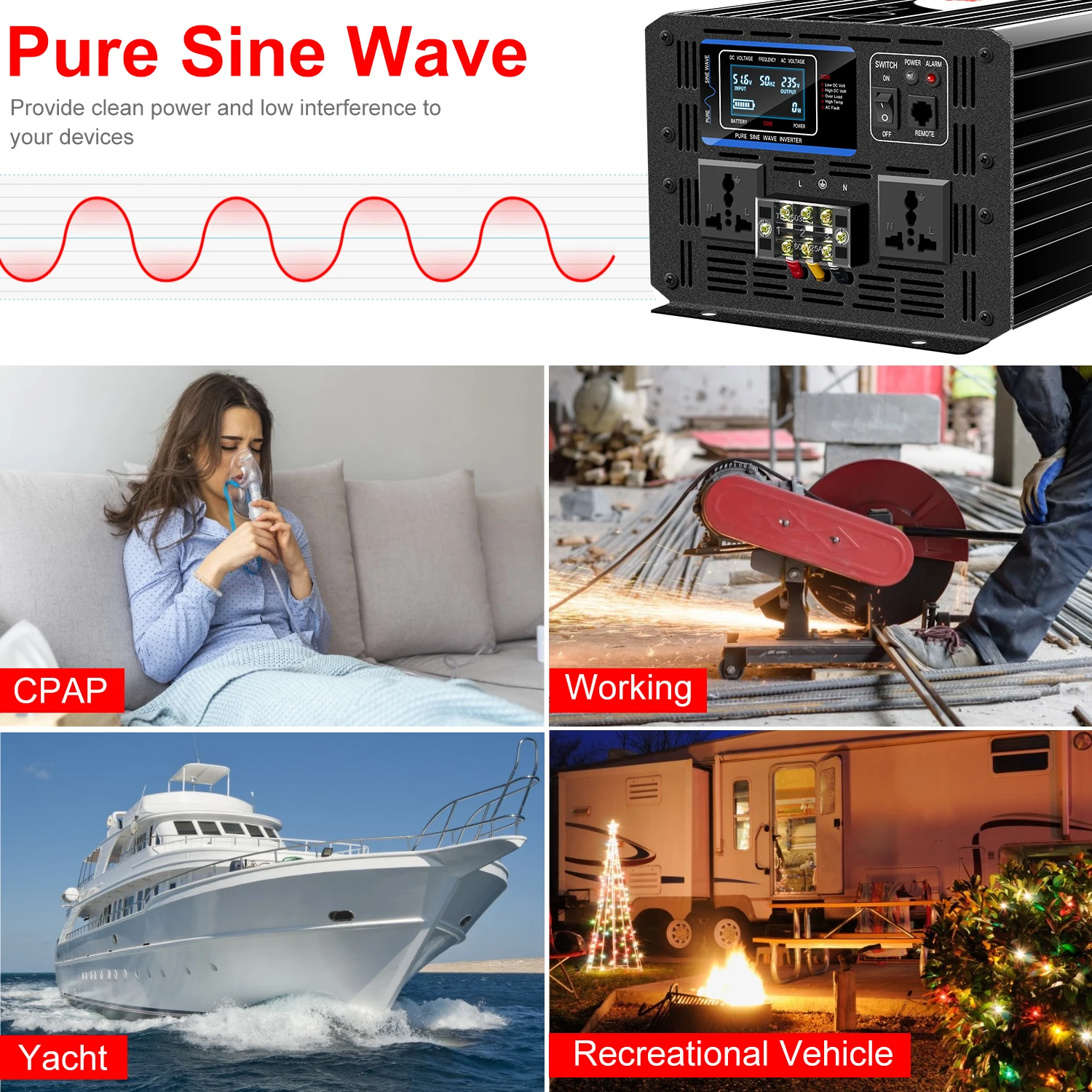 

2025 hot sale 3200W off Grid DC 380V to AC 120V 220V Pure Sine Wave Inverter for Home Use