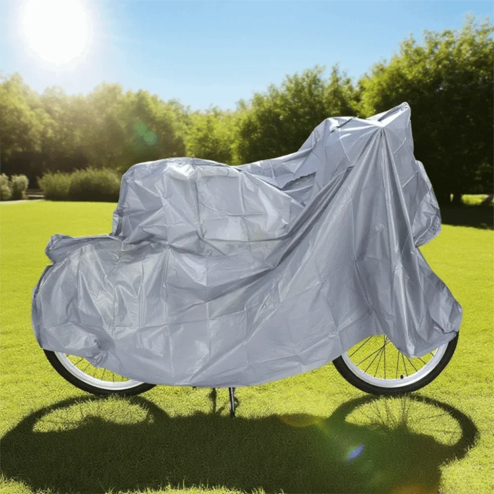 

Waterproof Rain Cover PEVA Silver Bicycle Cover Sun Rain Wind Proof Motorcycle Rain Cover