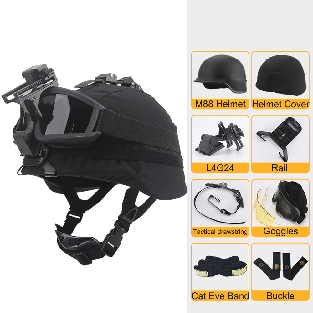 M88 Steel Helmet Tactical Airsoft Helmet Sets Alloy Steel Anti-Riot Outdoor Riding Fan Field Protective Safety Paintball Helmet