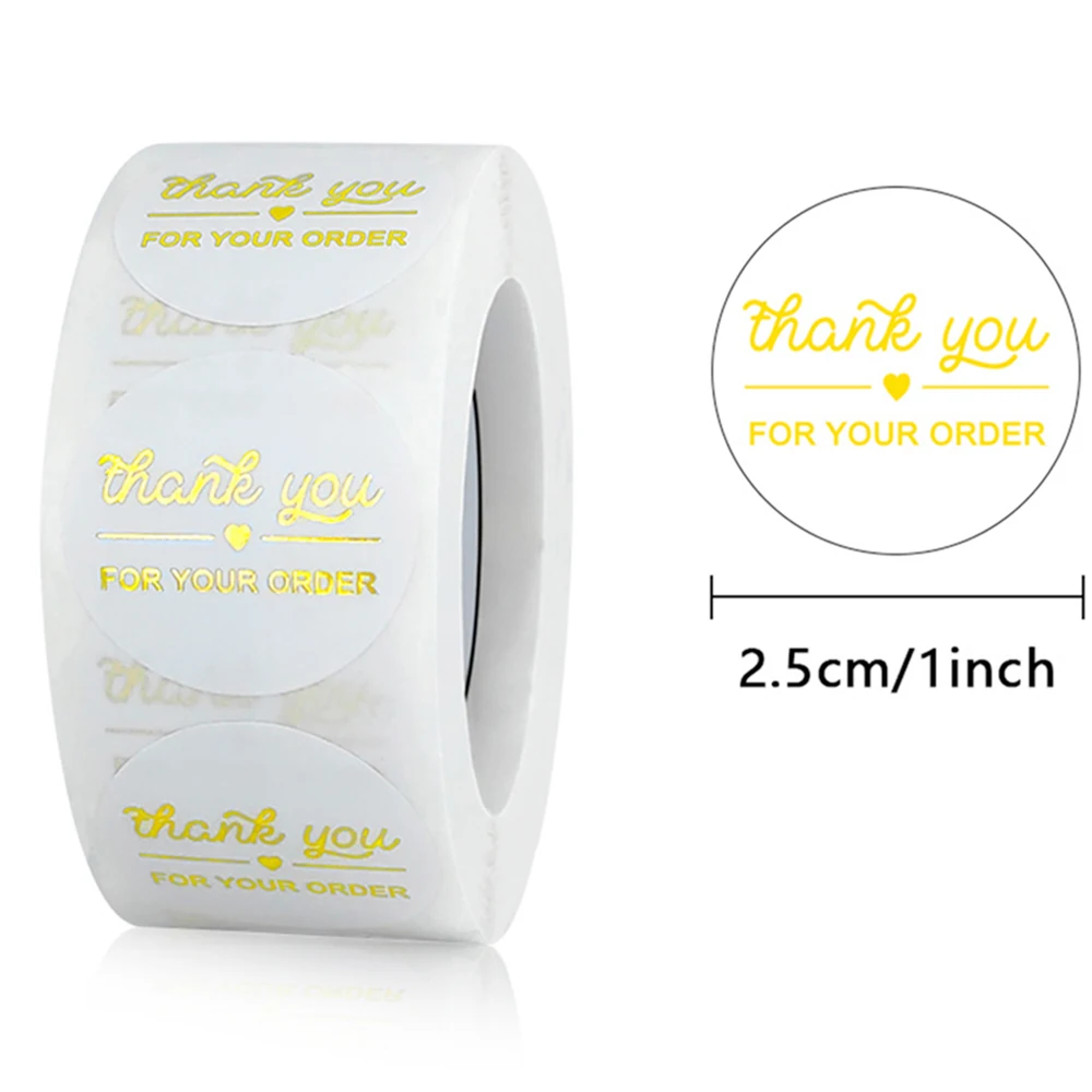 100-500pcs Gold Thank You Stickers Business Order Handmade Seal Labels White for Wedding Birthday Gift Envelope Packages