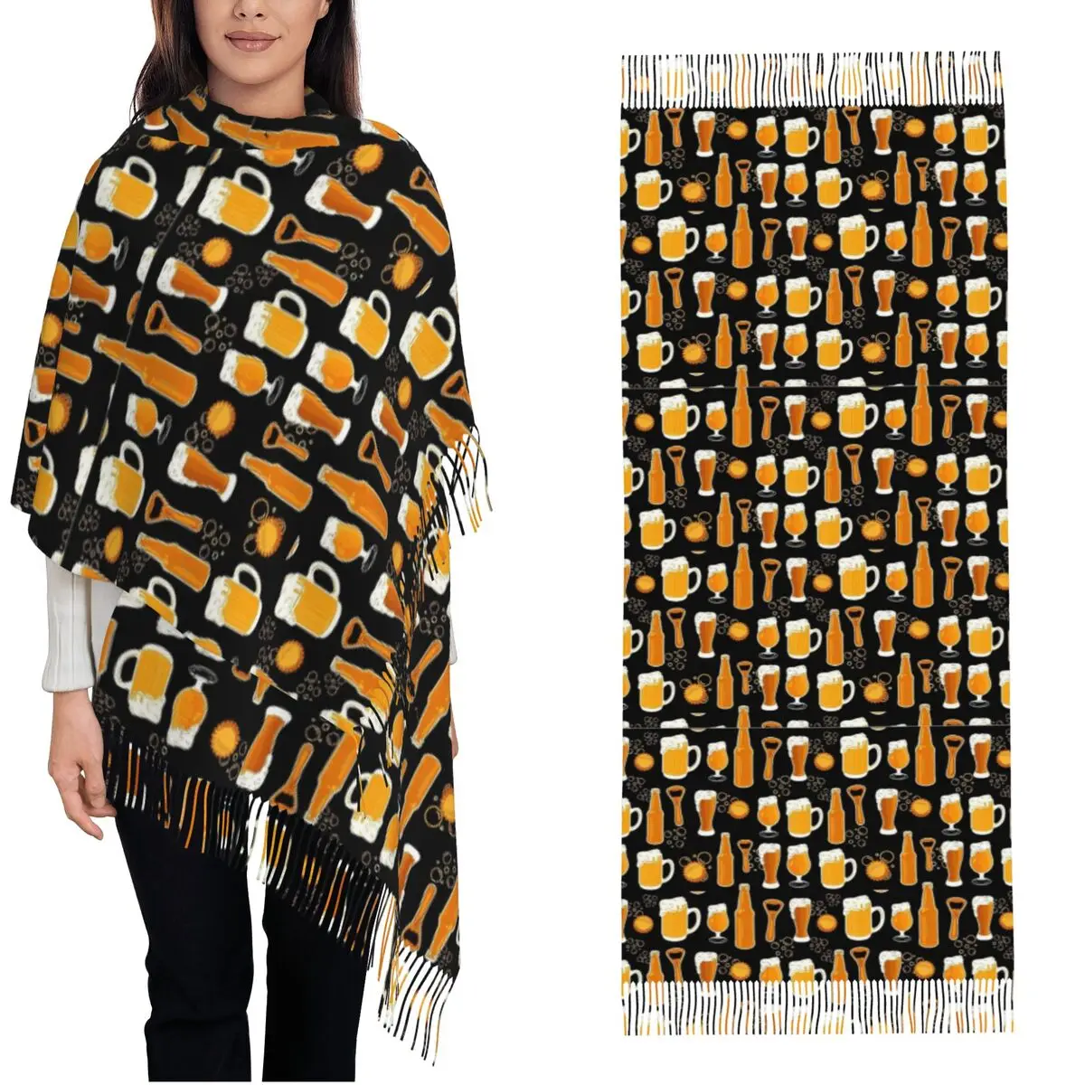 

Теплый мягкий шарф, осенний забавный пивной платок, накидка на фестиваль пива, вечерние карнавальные графические платки для женщин y2k, крутые головные уборы, шарфы