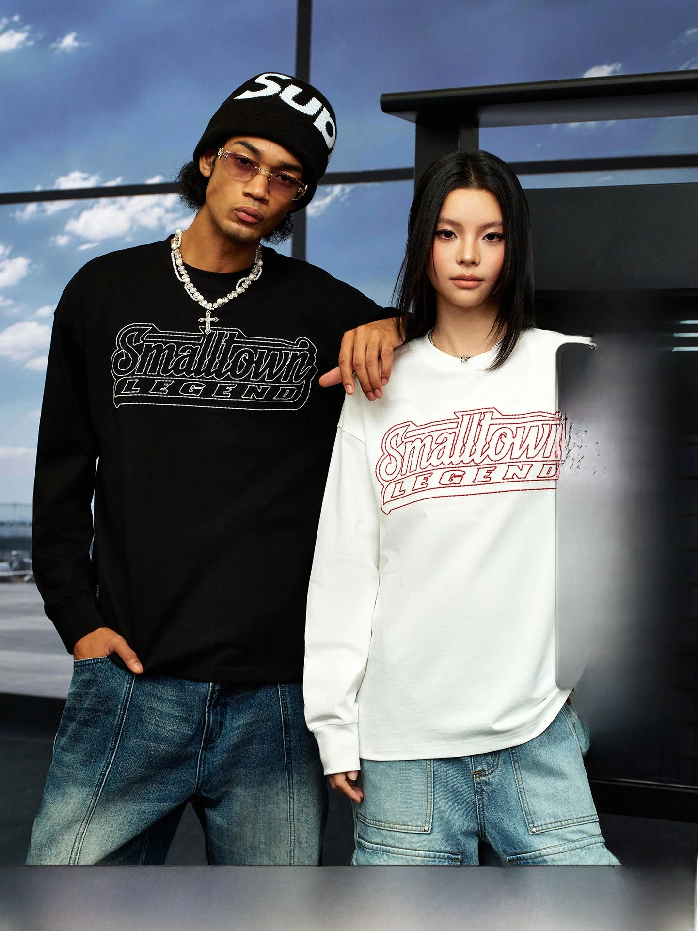 Street Style Long Sleeve T-Shirt with Embroidery Casual Loose Fit Cotton round Neck Print Design for Men And Women