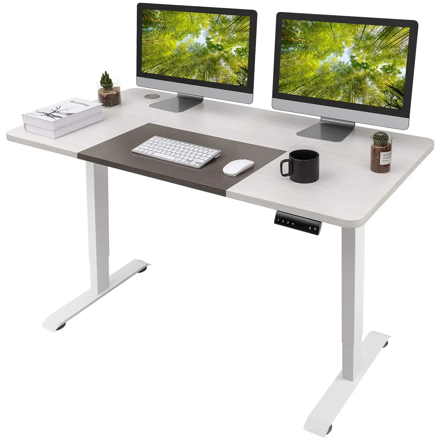 Height Adjustable Electric Standing Desk 55x28 Inch Home Office Computer Workstation with T-Shaped Metal Bracket, Customized