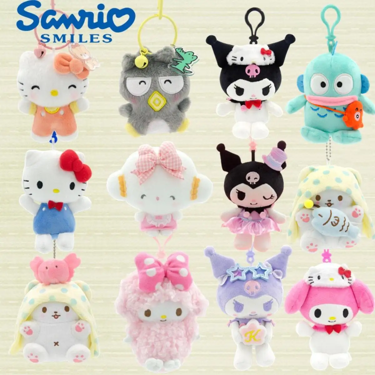 

Miniso Hello Kitty Kawaii мультяшная плюшевая игрушка-подвеска милый Cinnamoroll аниме подвеска на рюкзак сладкий брелок Hangyodon кулон