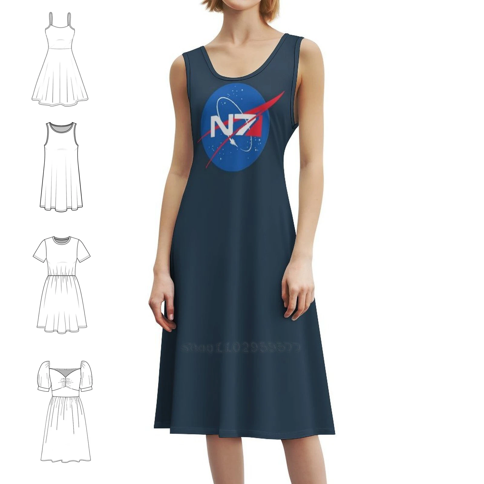 

N7 Mass Effect Active Women's Streetwear Party Dress Trendy Print Club Clothing For Female Mass Effect N7 Bioware Shepard Dress