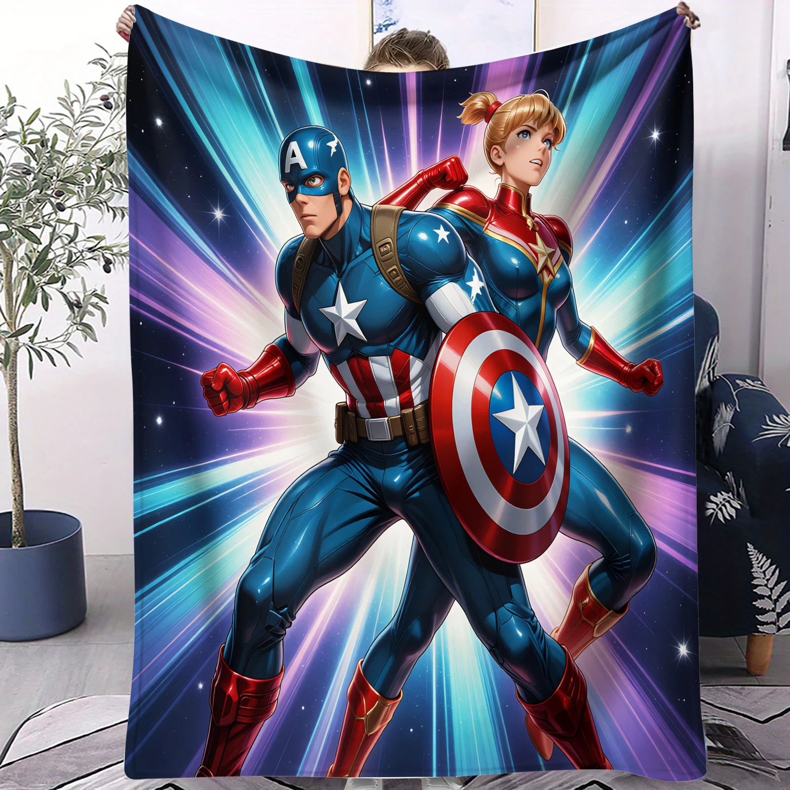 

Фланелевое одеяло Marvel Captain America, маленькое, мягкое, теплое, для кровати, дивана, гостиной, домашнего декора, подарок