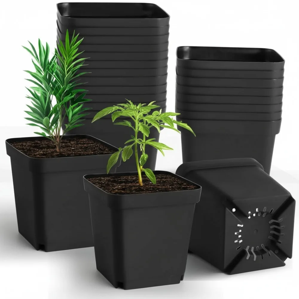 

5,5-дюймовые квадратные горшки для растений, 30 шт., пластиковые детские горшки с дренажными отверстиями для садоводства в помещении и на открытом воздухе