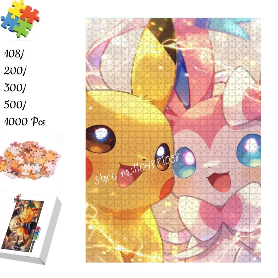 

Pokemon Pikachu and Sylveon Jigsaw Puzzle 108 200 300 500 1000 Pieces Anime Cartoon Educational Toys for Adults Kids Game Gift