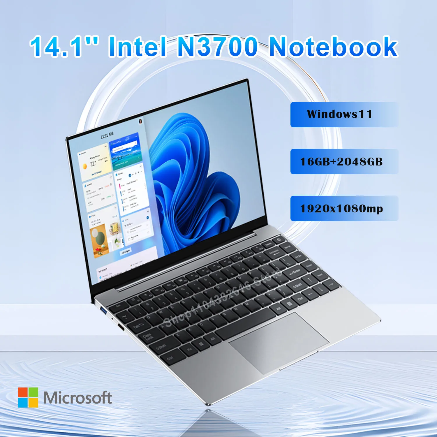 14.1 inch Laptop Intel Pentium N3700 Windows 11 16GB RAM Notebook 1920*1080 Resolution Unlock Computer Office Study gamer PC