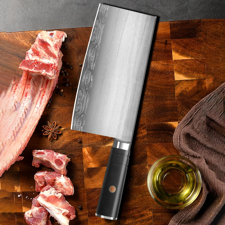 

8-дюймовый нож-измельчитель ручной работы, кованое лезвие из дамасской стали, ручка из черного дерева, нож шеф-повара, кухонный нож для нарезки, инструменты для мяса и птицы