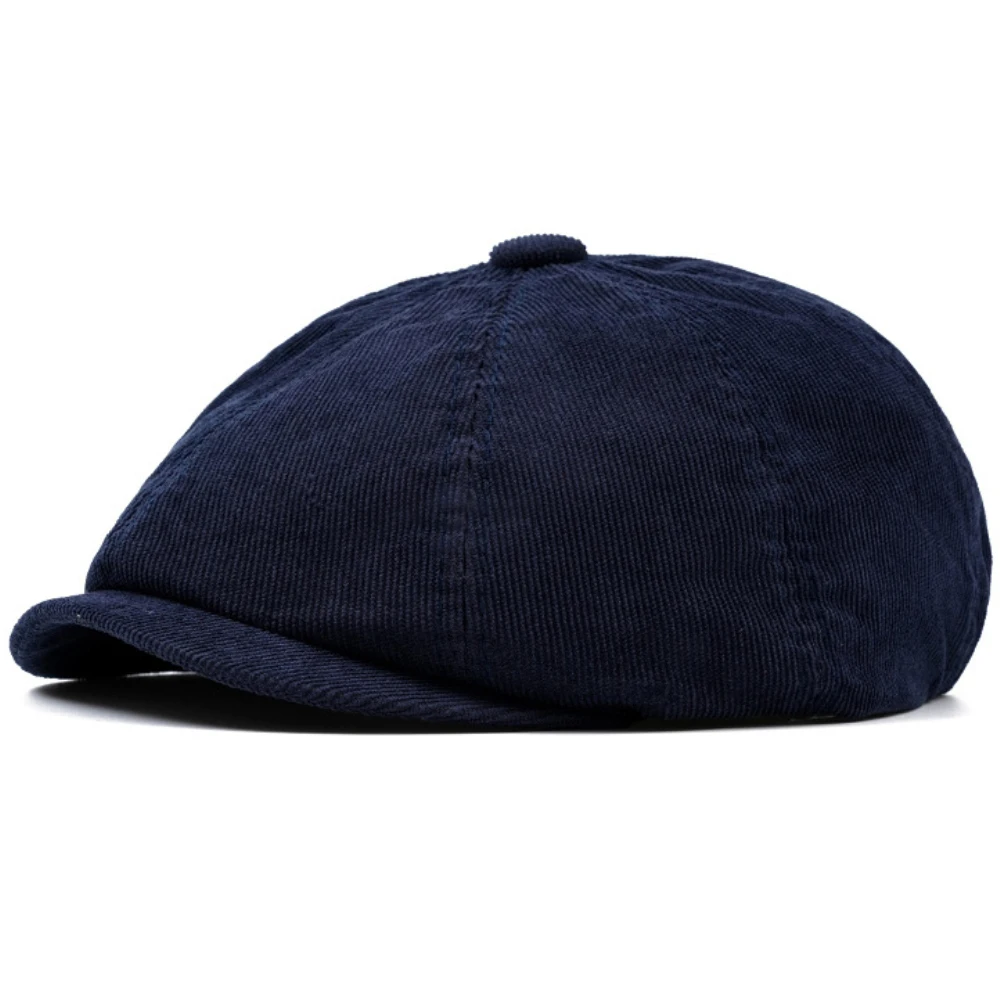 HT4403 New Men Women Berets Vintage Solid Plain Beret Hat Male Female Octagonal Flat Cap Retro Corduroy Spring Autumn Beret Cap