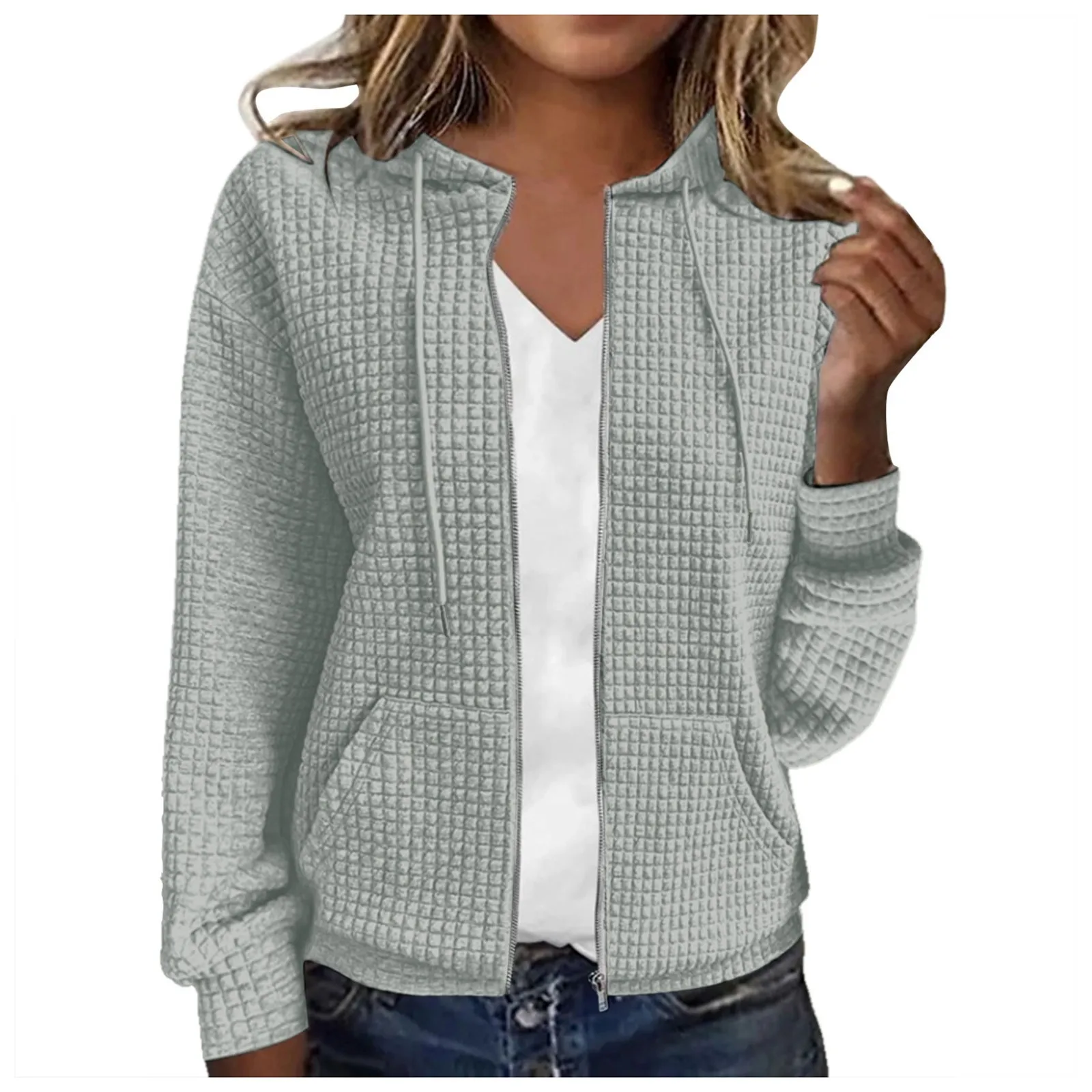 Chaqueta informal de manga larga con cremallera para mujer, cárdigan de decoración de color sólido de alta calidad, moda Popular, invierno, nuevo