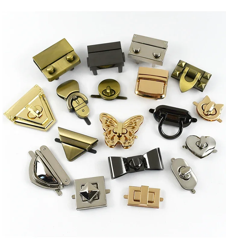 2Pcs Metal Bag Lock Buckles Turn Twist Locks for Women's Handbag Shoulder Bags Closure Latch Clasp DIY Hardware Accessories