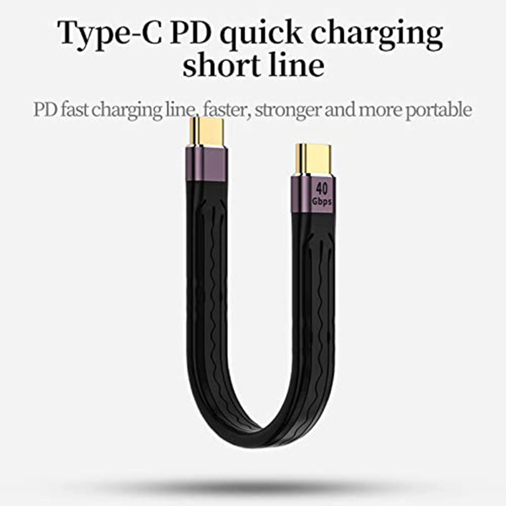 Fast Charging Data Cable 40GB Double-Ended Flexible Ultra-Short Cable, C Short Cable USB C Male to USB C Male FPC Design