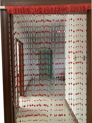 ZiDeTang 18 Rows 100% Acrylic Beaded Heart Door Curtain Home Décor Tassel Room Doorways Divider Curtain Blend for Home Office