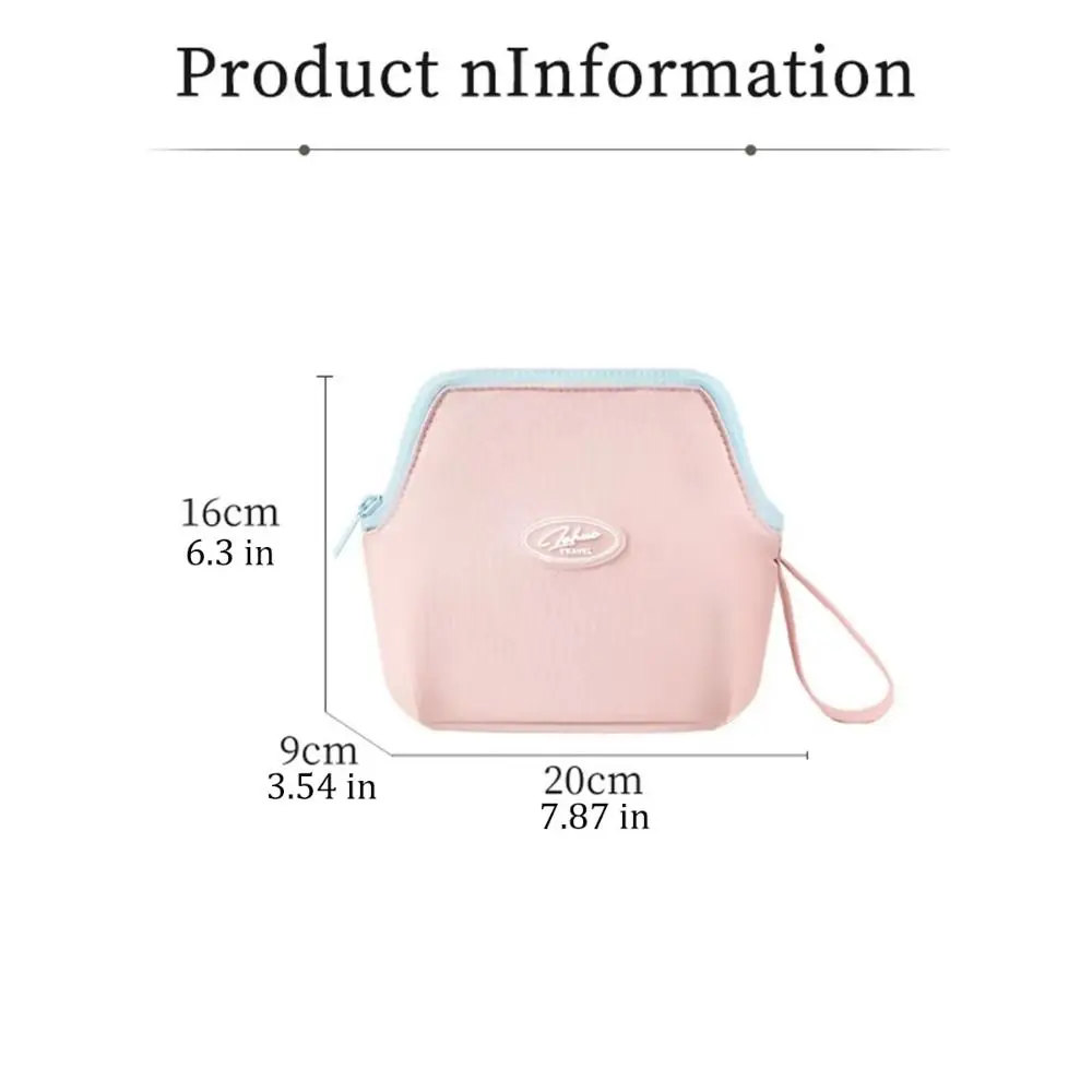 Large Capacity Portable Cosmetic Bag with Hanging Handle Brush Holder Women Wash Pack Large Opening Multifunctional