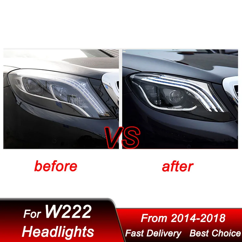 Car Headlights For Mercedes-Benz S class W222 2014-2018 Maybach style LED Auto Headlamp Assembly Projector Lens Accessories Kit