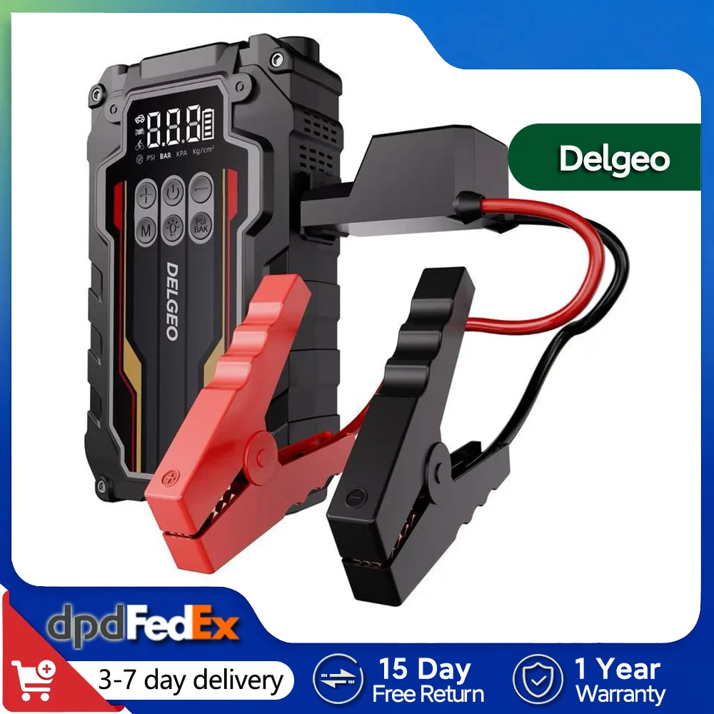 Delgeo 6000A Avviatore di Emergenza per Auto 20000mAh Power Bank 12V Booster Batteria di Emergenza Dispositivo Portatile per Avviare Auto a Benzina e Diesel