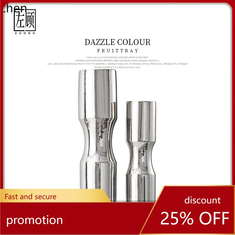 

YFY Light Luxury silver Vase Decoration Model Room Hotel Living Room Indoor Soft Decoration Nordic Bookshelf Flower Arranger