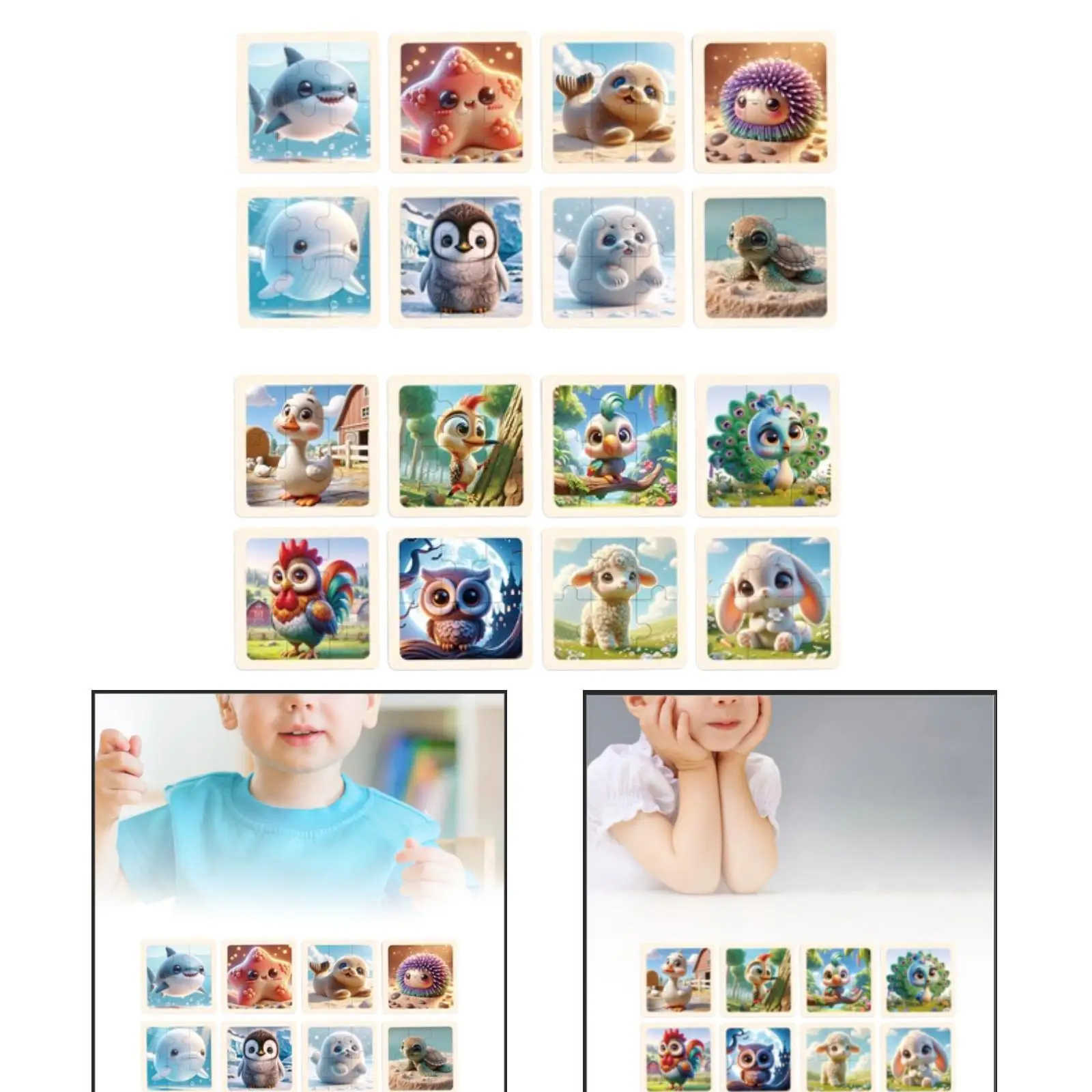 

8 Pieces Wooden Jigsaw Puzzle Educational Toy Creative Educational Interactive Stem Shape Matching Puzzle Baby Puzzles Colors