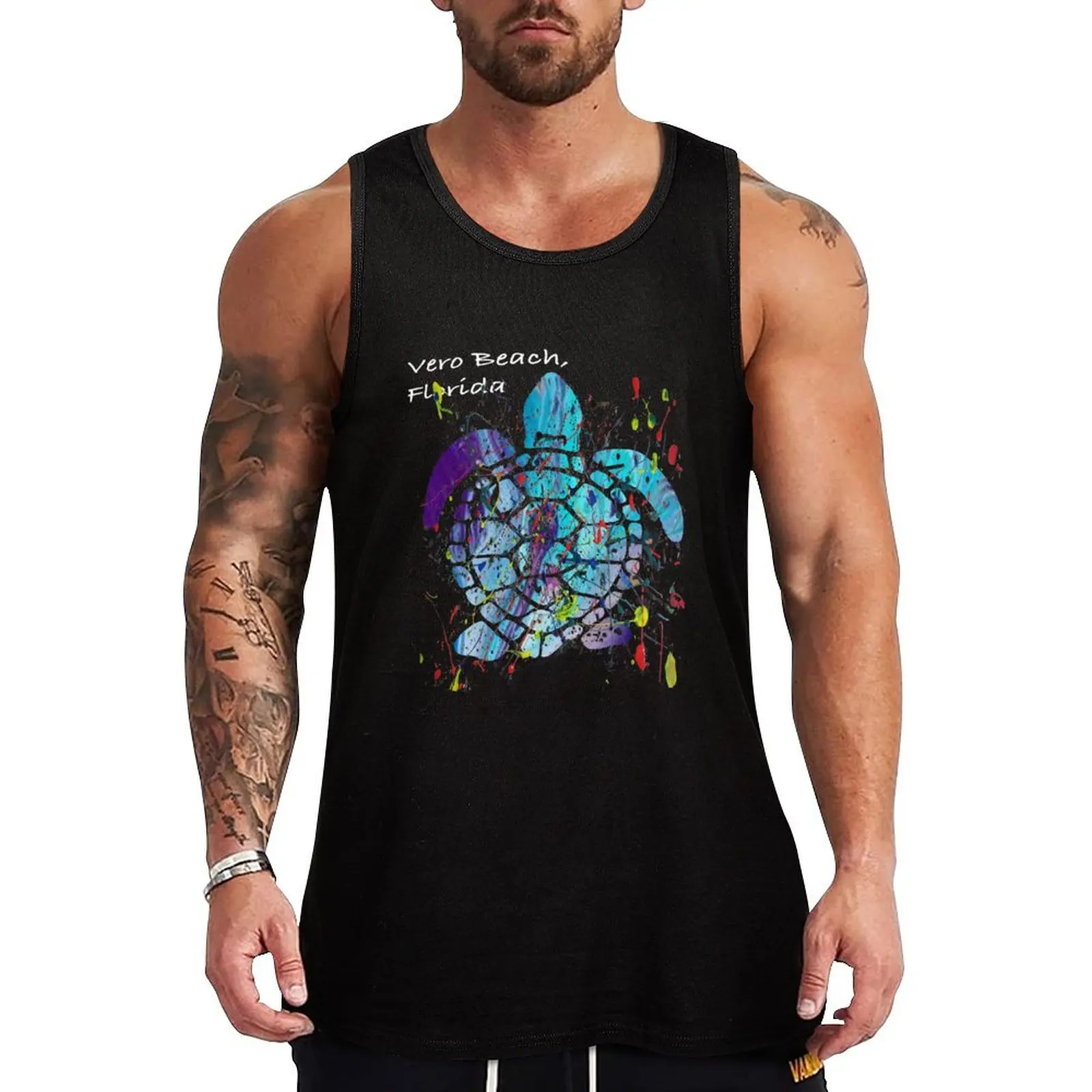 

Beach Design Vero Beach, Florida Abstract Sea Turtle Tank Top clothing men vest men bodybuilding for men sports clothes for