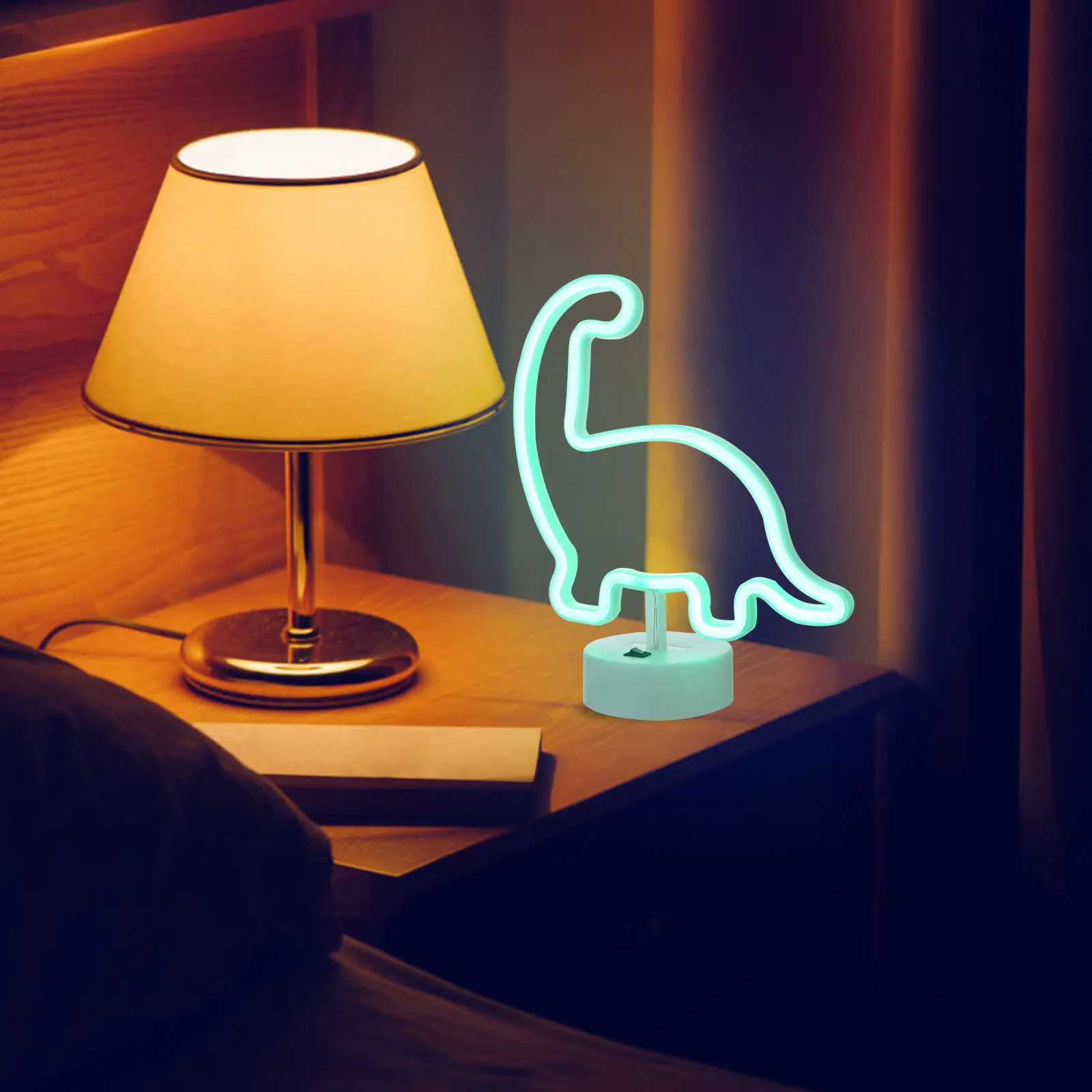 Dinosaur Shape LED Neon Light Acrylic Plastic Night Lamp Bedroom Table Decor Gift Creative Premium Delicate Durable
