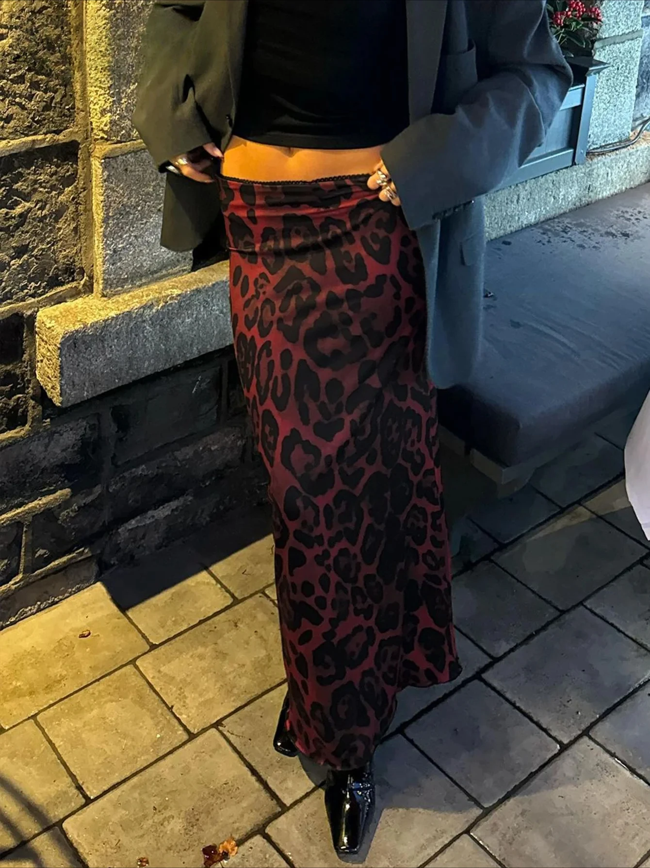 

Dulzura женская леопардовая тонкая макси-юбка сексуальная винтажная облегающая юбка вечерние клубная уличная одежда осенне-зимняя одежда