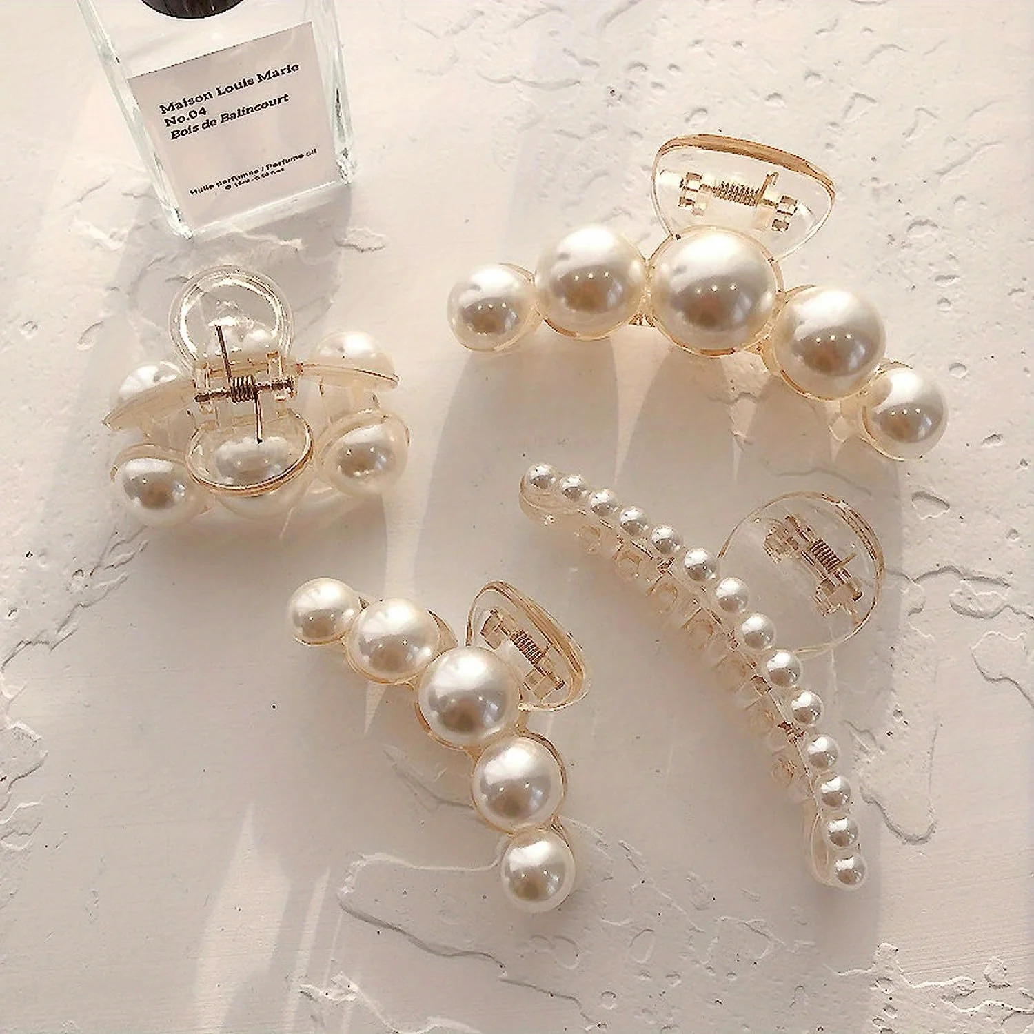 Pearl hairpin,4 pieces of large hairpin firmly fixed, banana clamp clamp, large claw clip hairpin non-slip, hair accessories gif