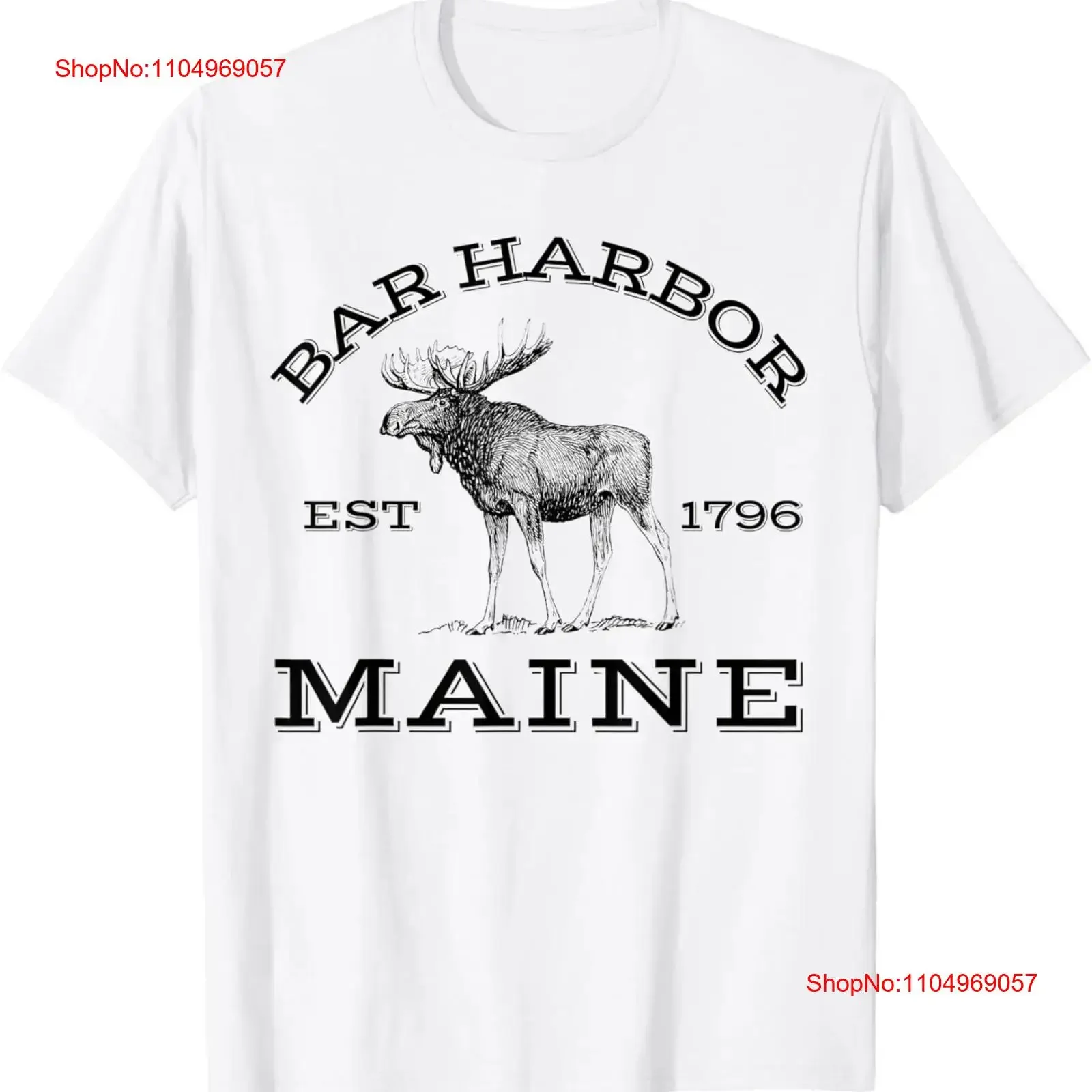 

Bar Harbor Maine Moose Hiking Outdoors Acadia National Park T Shirt vintage Washed Unisex Casual graphic Versatile Stylish