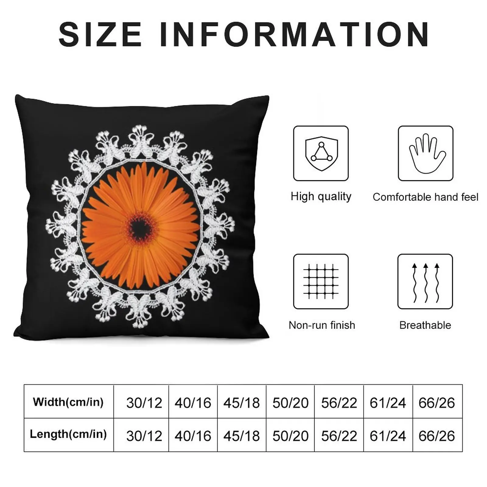 LACE GERBERA FLOWER... PICTURE,PILLOW,TOTE BAG,ECT.. Throw Pillow Pillow Decor Decorative Cushion Cover Christmas Pillows pillow