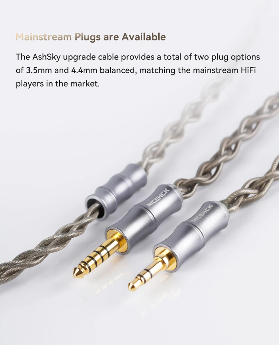 NICEHCK AshSky 6N Silver Plated 7N OCC+7N OCC Upgrad Cable Replaceable 0.78 2Pin/QDC for TANCHJIM MK4 Mystic 8 NX8 IEM