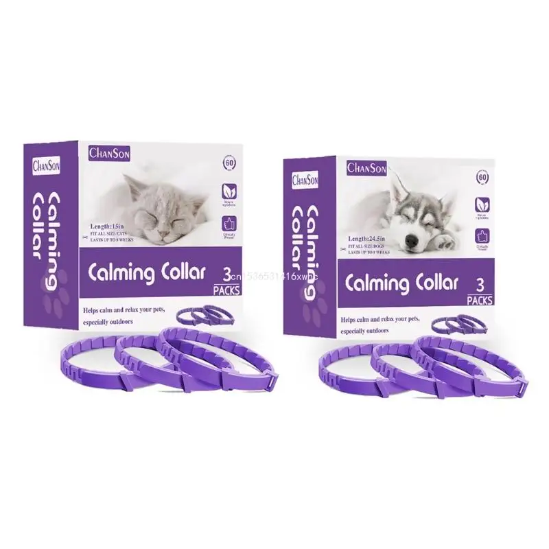 

Dropship Pet Calming Collar Pheromone Collar Waterproof Calming Collar for Aggressive Dog Kitten Bad Emotion Soothing 3Pack