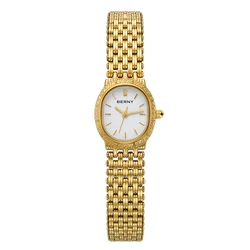 BERNY Gold Women's Watch Luxury Small Dial Ladies Gold Watch Jewelry Bracelet Quartz Lady Watch Stylish Fashion Women Watches