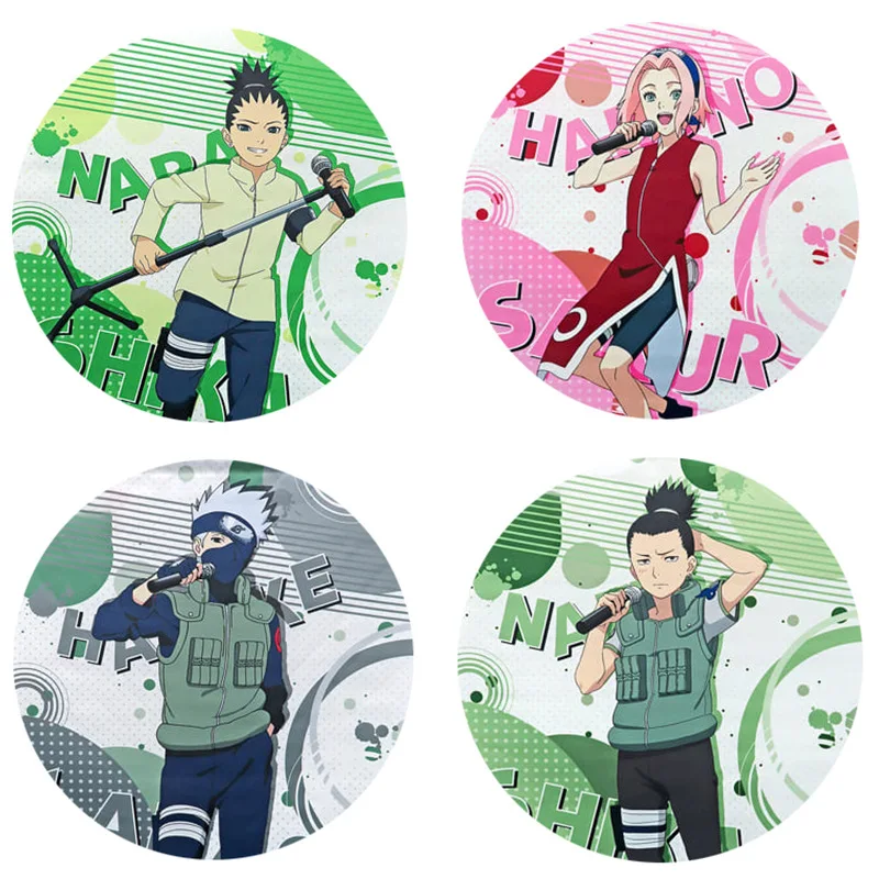 Naruto Shippuden Anime insignia llavero conjunto con Sakura Haruno Kakashi Hatake Shikamaru Nara pines coleccionables Manga japonesa