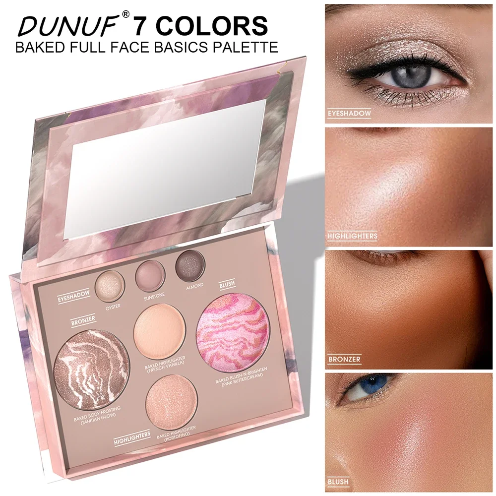 Gebakken Blush Palette Waterproof Langdurige Hooggepigmenteerde 4in1 Contour Oogschaduw Markeerstift Volgelaatsmake-up Essentials