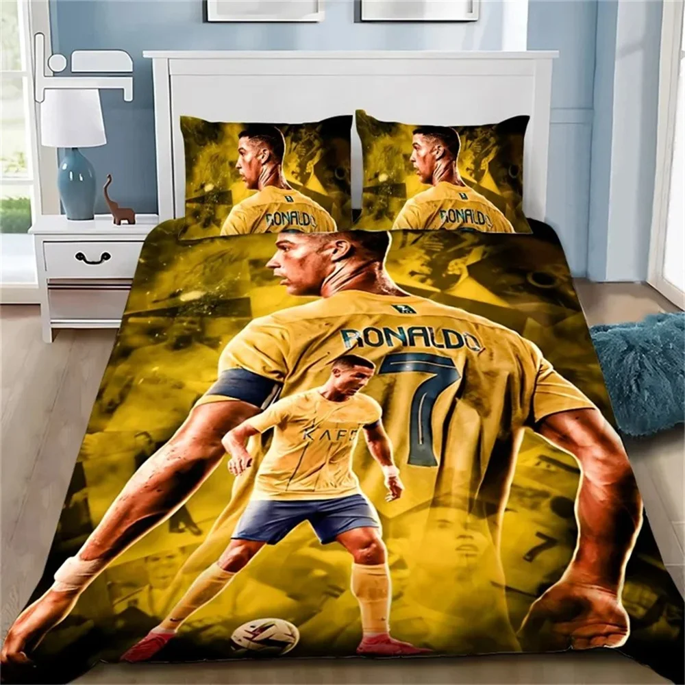 Immagine 5: Copripiumino 3D Football CR7 Set biancheria da letto Copripiumino morbido con 1/2 pezzi Federe per bambini Copripiumino in microfibra per adulti