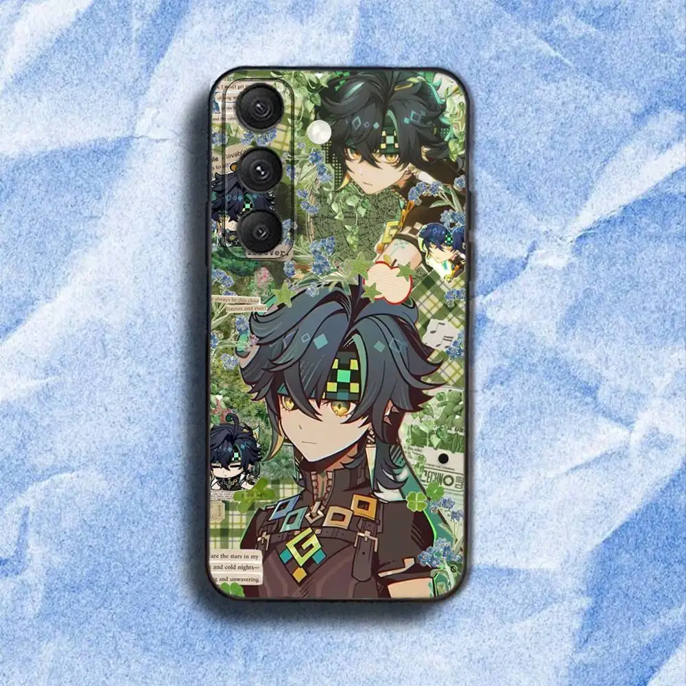 حافظة هاتف K-Kinich Genshin ImpactS لهاتف سامسونج S 25,24,23,22,30,21,10,9,Ultra,Plus,Lite,FE,4,5G حافظة ناعمة سوداء