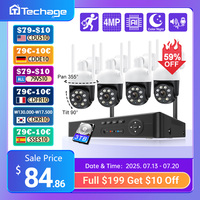 Techage H.265 8CH 4MP Video Surveillance Wireless System Set PTZ Security Camera Wifi NVR Kit Auto Tracking 2 Way Audio ONVIF