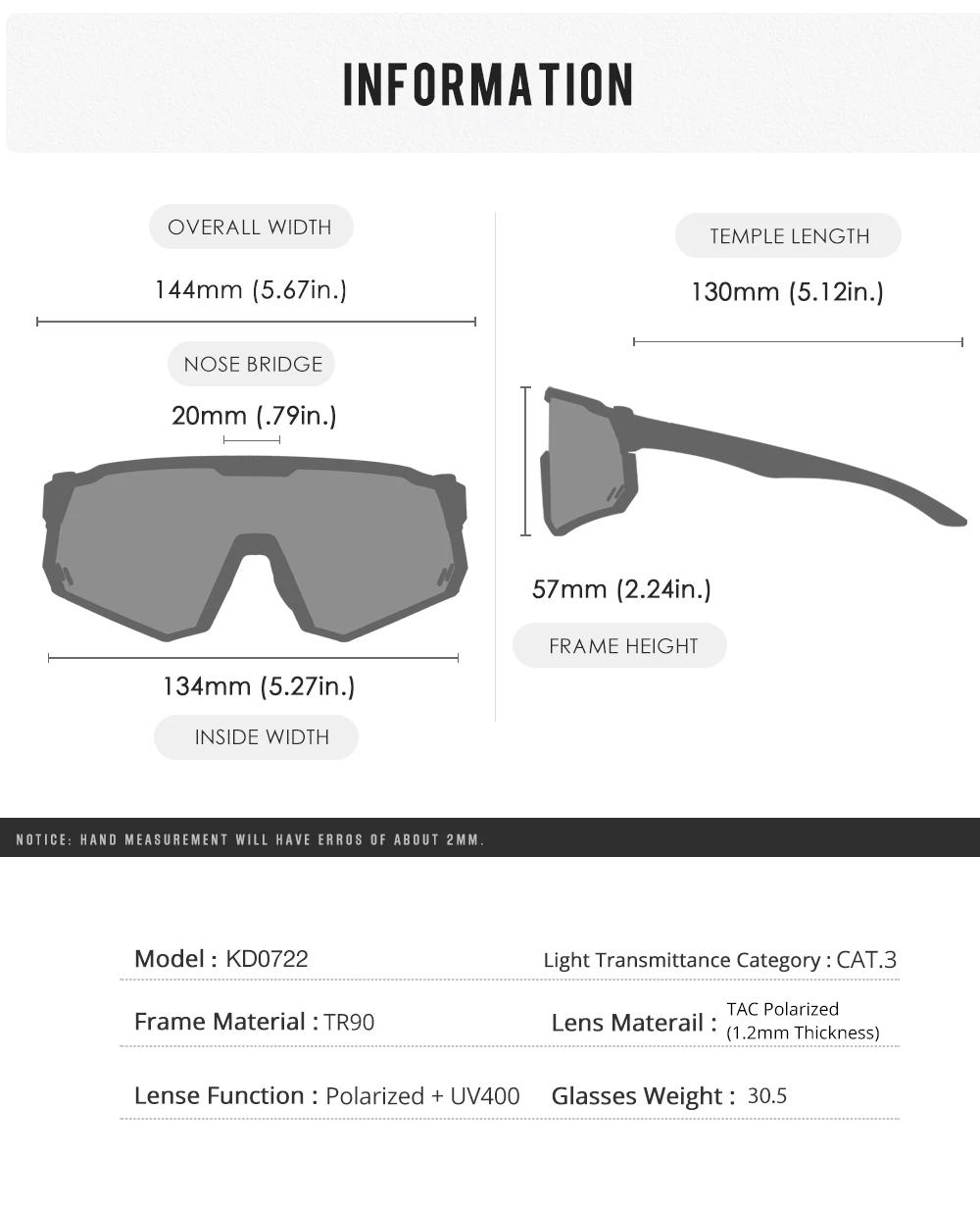Kdeam High-End-Sports onnen brille polarisierte Herren-Fahrrad brille abnehmbarer Tr90-Rahmen und Nasen pads leicht auszu tauschen – Detail 4
