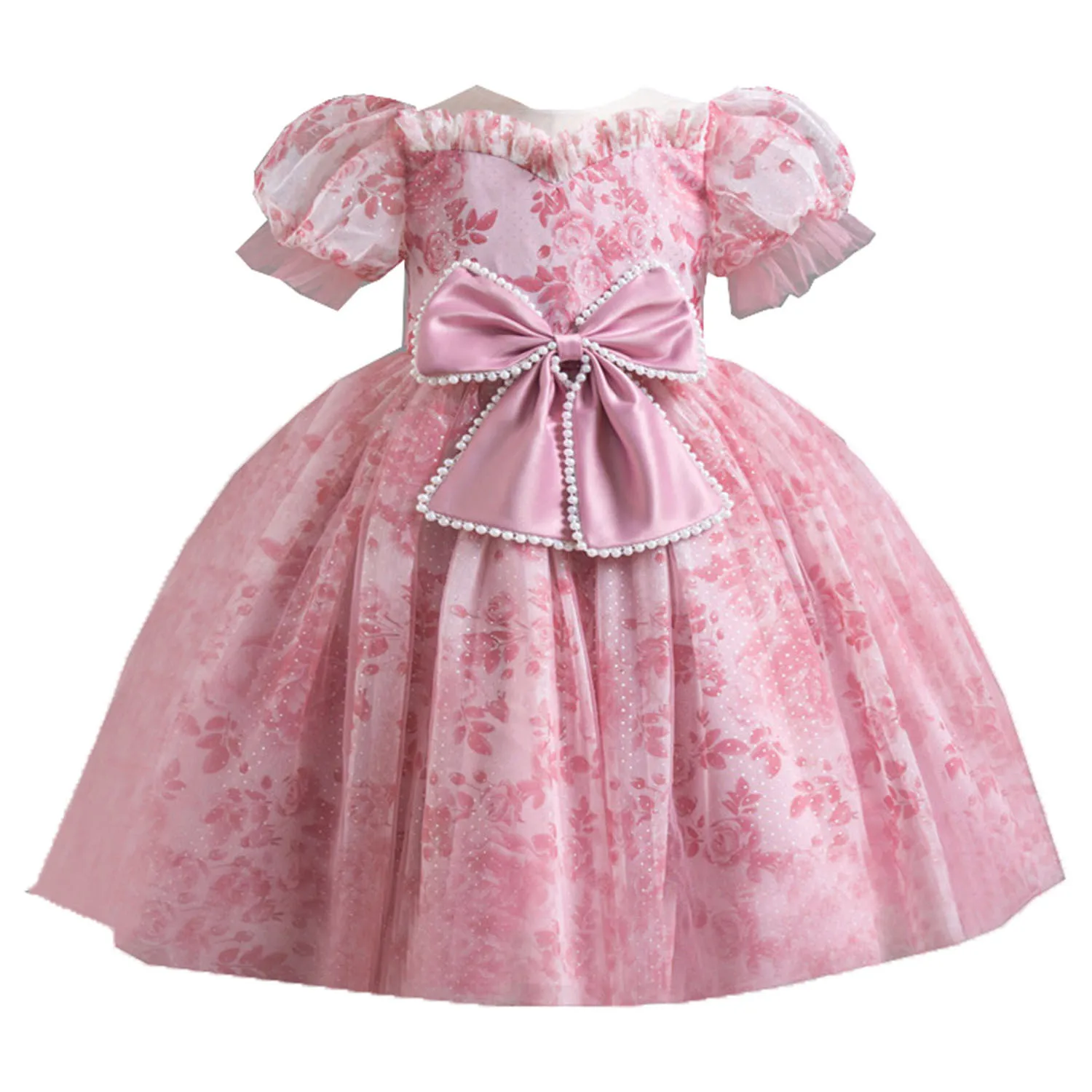 Fiona Ruffled Floral Printing Flower Girl Birthday Party Pageant Formal Dance Party Dress