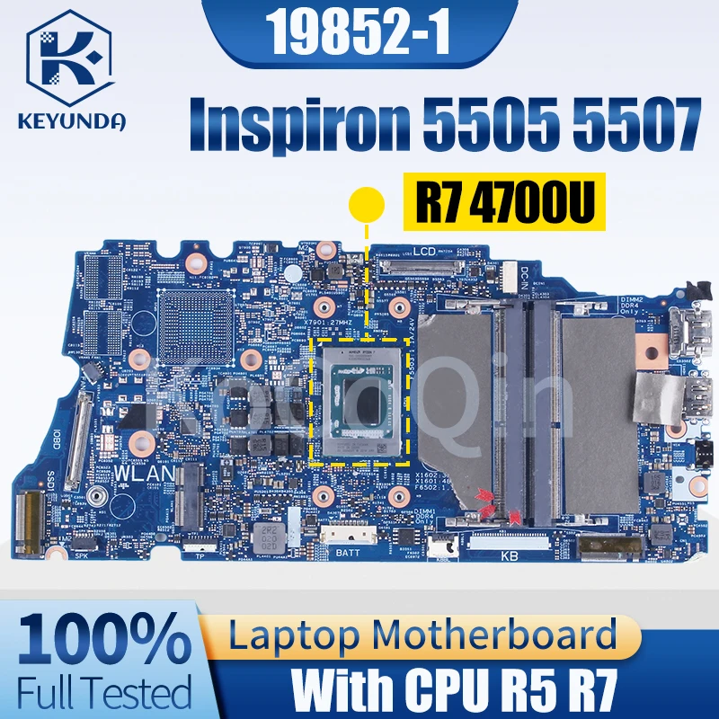 For Dell Inspiron 5505 5507 Notebook Mainboard 19852-1 CN-0YX59Y CN-0GFPRC R5 4500U R7 4700U Laptop Motherboard Full Tested