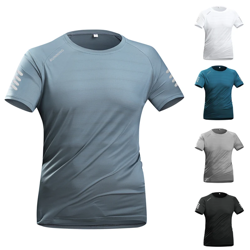

Quick-Drying Ice Silk T-Shirt Short-Sleeved Summer Round Neck Men's Comfortable Breathable Sweatshirt
