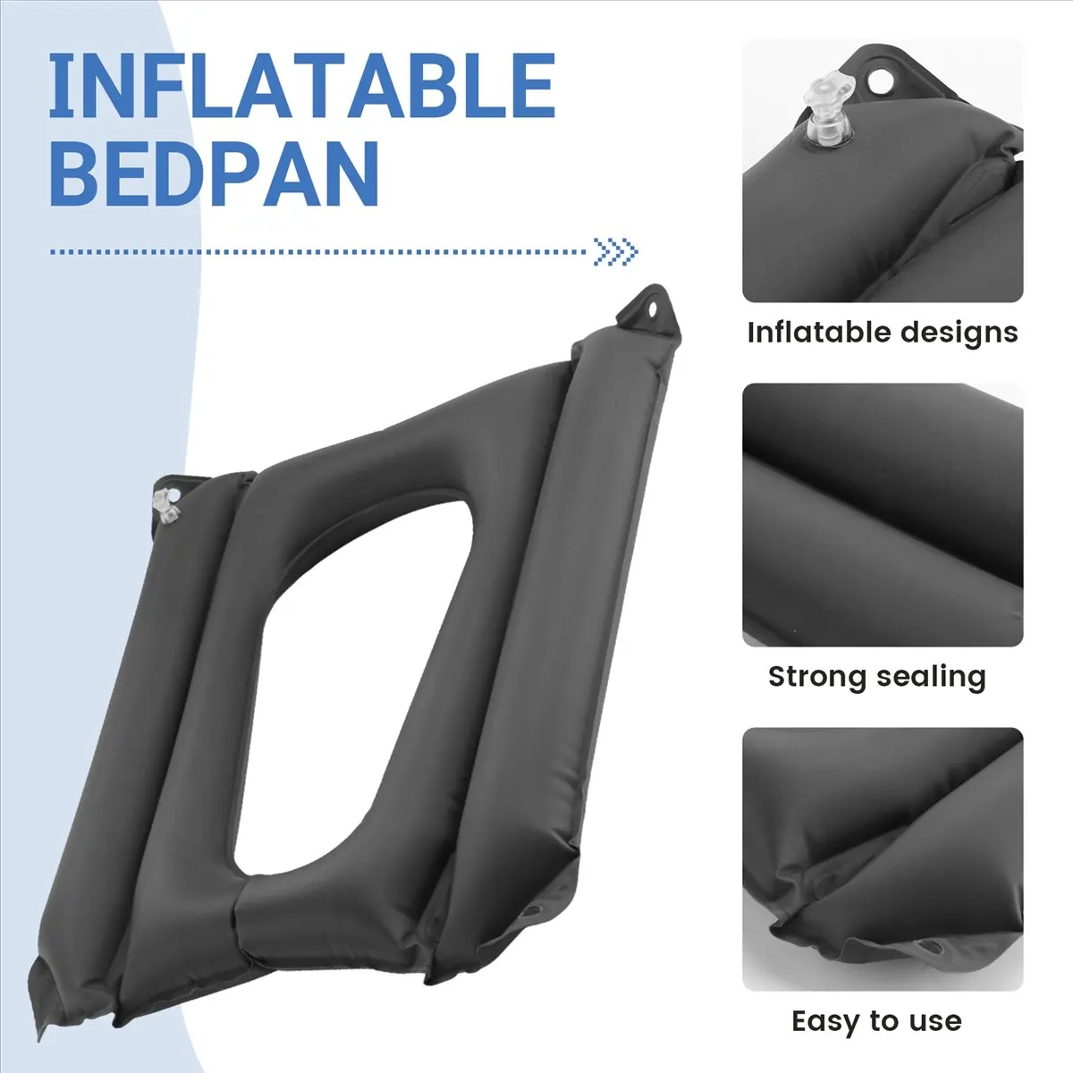 

T70C! Washable Household Inflatable Bedpan Elderly Patients Care Anti Bedsore Air Cushion for Elderly Disabled with Inflator