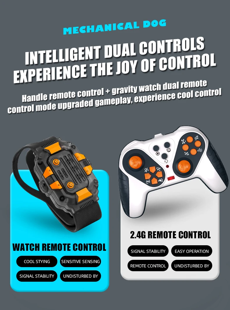 Chien Robot RC, animal de compagnie cascadeur électronique avec pulvérisation sonore légère, tactile interactif Programmable, chien mécanique intelligent, cadeau d'anniversaire pour enfants